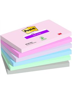 Bloc notes post-it super sticky collection soulful 76 x 127mm 6 blocs 90 feuilles.