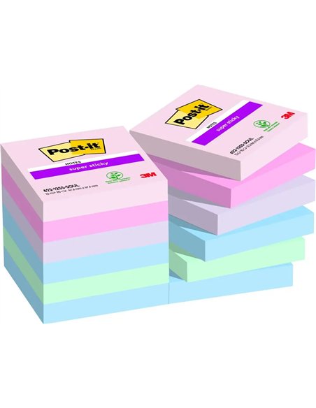 Bloc notes post-it super sticky collection soulful 47,6 x 47,6mm 12 blocs 90 feuilles.