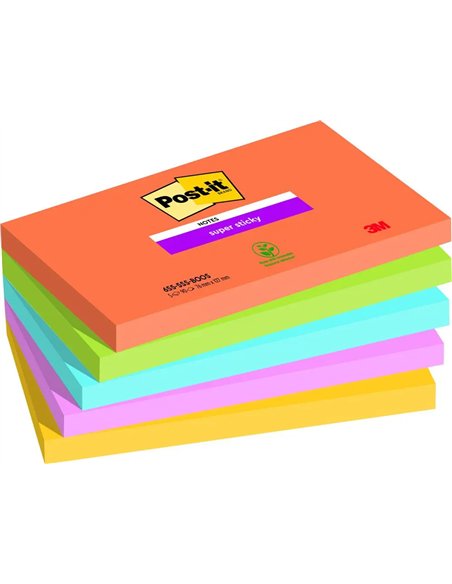 Bloc notes post-it super sticky collection boost 76 x 127mm, 5 blocs 90 feuilles.