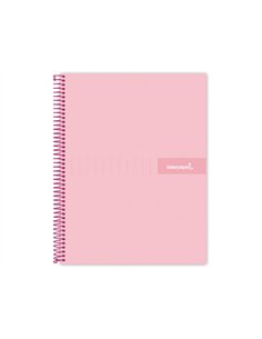 Cahier spirale liderpapel crafty couverture contrecollée a5 240p 90g/m2 5x5mm microperforé 6 trous coloris rose. 2