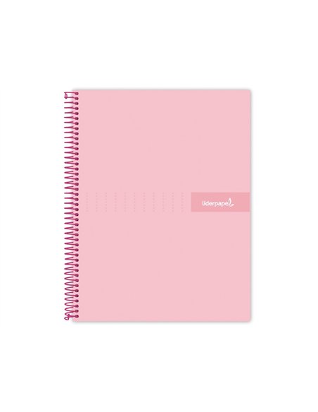 Cahier spirale liderpapel crafty couverture contrecollée a5 240p 90g/m2 5x5mm microperforé 6 trous coloris rose.