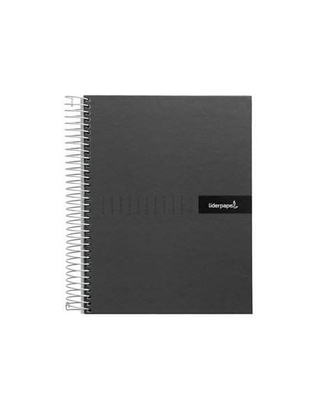 Cahier spirale liderpapel crafty couverture contrecollée a5 240p 90g/m2 5x5mm microperforé 6 trous coloris noir.