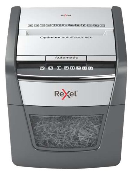 Destructeur automatique de documents Rexel Optimum AutoFeed 45X à coupe particules - 20 L - Alimentation automatique 45 feuilles