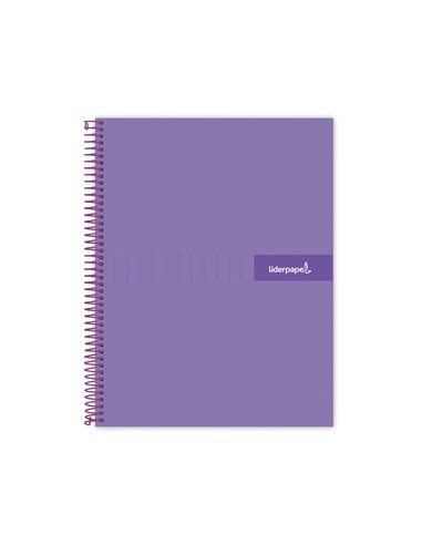 Cahier spirale liderpapel crafty couverture contrecollée a5 240p 90g/m2 5x5mm microperforé 6 trous coloris violet.