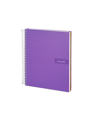 Cahier spirale liderpapel crafty couverture contrecollée a5 240p 90g/m2 5x5mm microperforé 6 trous coloris violet.
