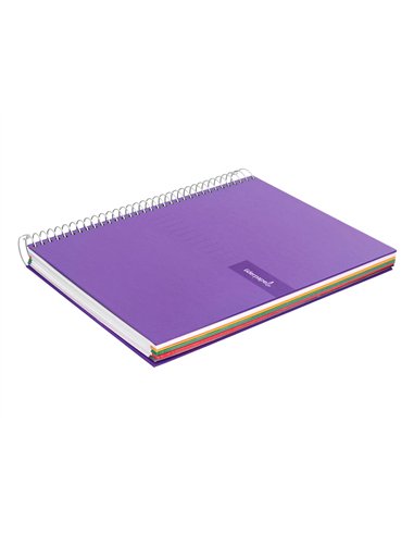 Cahier spirale liderpapel crafty couverture contrecollée a5 240p 90g/m2 5x5mm microperforé 6 trous coloris violet.