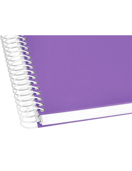 Cahier spirale liderpapel crafty couverture contrecollée a5 240p 90g/m2 5x5mm microperforé 6 trous coloris violet.
