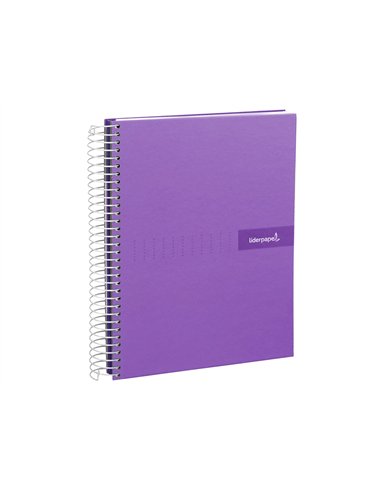 Cahier spirale liderpapel crafty couverture contrecollée a5 240p 90g/m2 5x5mm microperforé 6 trous coloris violet.