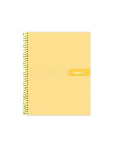 Cahier spirale liderpapel crafty couverture contrecollée a5 240p 90g/m2 5x5mm microperforé 6 trous coloris jaune.