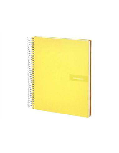 Cahier spirale liderpapel crafty couverture contrecollée a5 240p 90g/m2 5x5mm microperforé 6 trous coloris jaune.