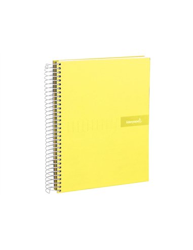 Cahier spirale liderpapel crafty couverture contrecollée a5 240p 90g/m2 5x5mm microperforé 6 trous coloris jaune.