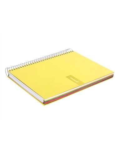 Cahier spirale liderpapel crafty couverture contrecollée a5 240p 90g/m2 5x5mm microperforé 6 trous coloris jaune.