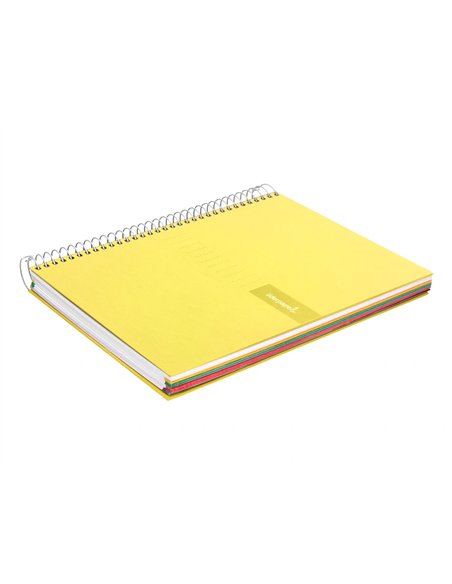 Cahier spirale liderpapel crafty couverture contrecollée a5 240p 90g/m2 5x5mm microperforé 6 trous coloris jaune.