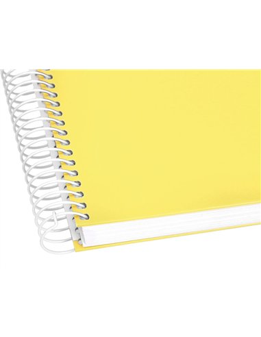Cahier spirale liderpapel crafty couverture contrecollée a5 240p 90g/m2 5x5mm microperforé 6 trous coloris jaune.