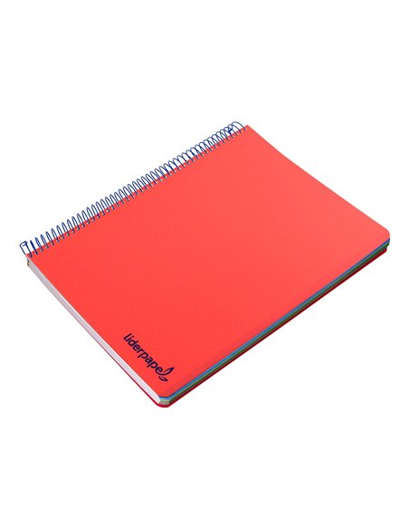 Cahier spirale liderpapel a5 micro wonder 240 pages 90g 5x5mm 6 trous 5 bandes couleurs rouge.