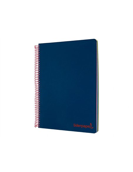 Cahier spirale liderpapel a5 micro wonder 240 pages 90g 5x5mm 6 trous 5 bandes couleurs bleu marine.