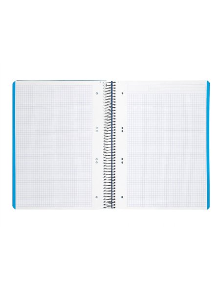 Cahier spirale liderpapel a5 micro wonder 240 pages 90g 5x5mm 6 trous 5 bandes couleurs bleu marine.