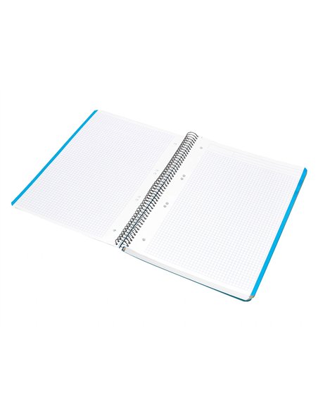 Cahier spirale liderpapel a5 micro wonder 240 pages 90g 5x5mm 6 trous 5 bandes couleurs bleu marine.