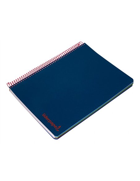 Cahier spirale liderpapel a5 micro wonder 240 pages 90g 5x5mm 6 trous 5 bandes couleurs bleu marine.