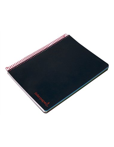 Cahier spirale liderpapel a5 micro wonder 240 pages 90g 5x5mm 6 trous 5 bandes couleurs noir.
