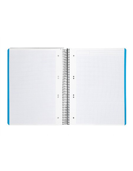 Cahier spirale liderpapel a5 micro wonder 240 pages 90g 5x5mm 6 trous 5 bandes couleurs noir.