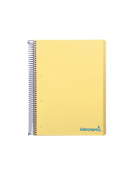 Cahier spirale liderpapel a5 micro wonder 240 pages 90g 5x5mm 6 trous 5 bandes couleurs jaune.