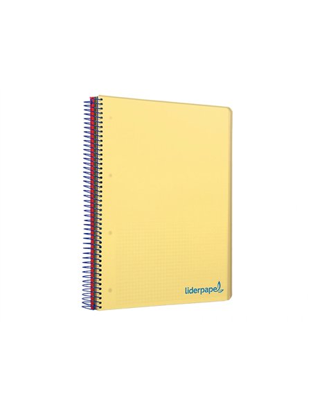Cahier spirale liderpapel a5 micro wonder 240 pages 90g 5x5mm 6 trous 5 bandes couleurs jaune.