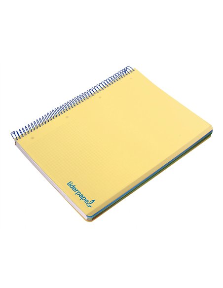 Cahier spirale liderpapel a5 micro wonder 240 pages 90g 5x5mm 6 trous 5 bandes couleurs jaune.