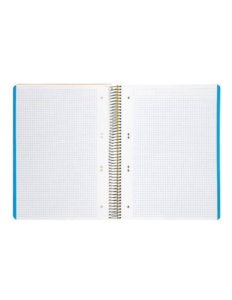 Cahier spirale liderpapel a5 micro wonder 240 pages 90g 5x5mm 6 trous 5 bandes couleurs jaune.