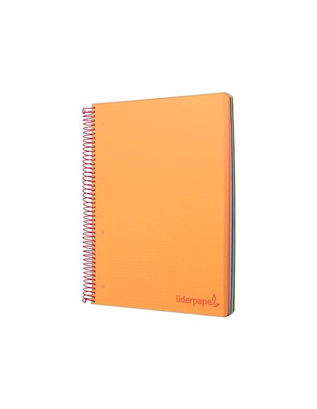 Cahier spirale liderpapel a5 micro wonder 240 pages 90g 5x5mm 6 trous 5 bandes couleurs orange.