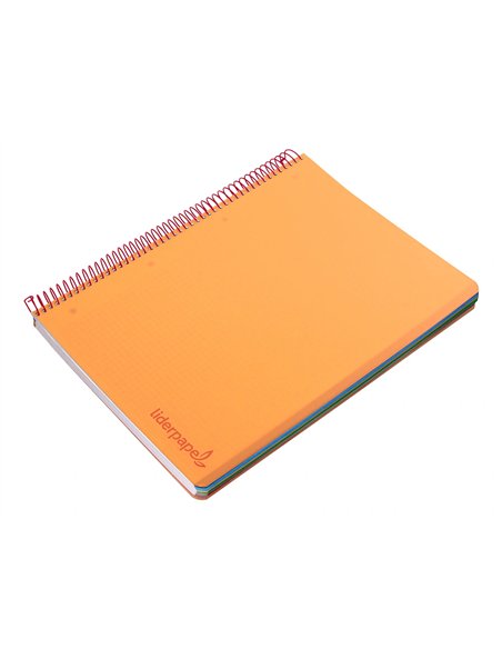 Cahier spirale liderpapel a5 micro wonder 240 pages 90g 5x5mm 6 trous 5 bandes couleurs orange.