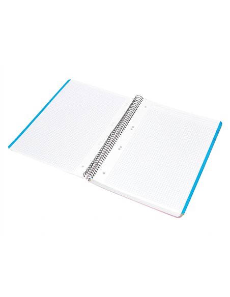 Cahier spirale liderpapel a5 micro wonder 240 pages 90g 5x5mm 6 trous 5 bandes couleurs rose.
