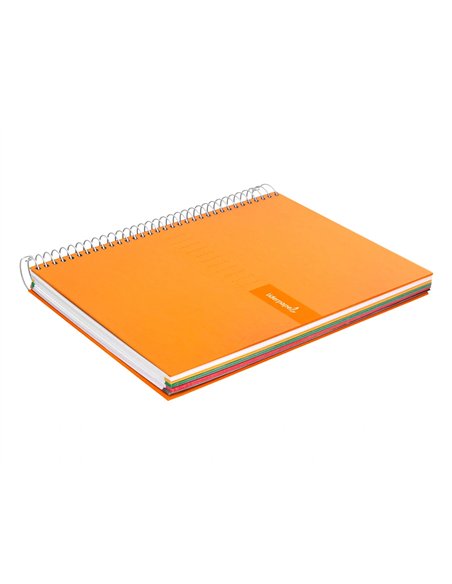 Cahier spirale liderpapel crafty couverture contrecollée a5 240p 90g/m2 5x5mm microperforé6 trous coloris orange.