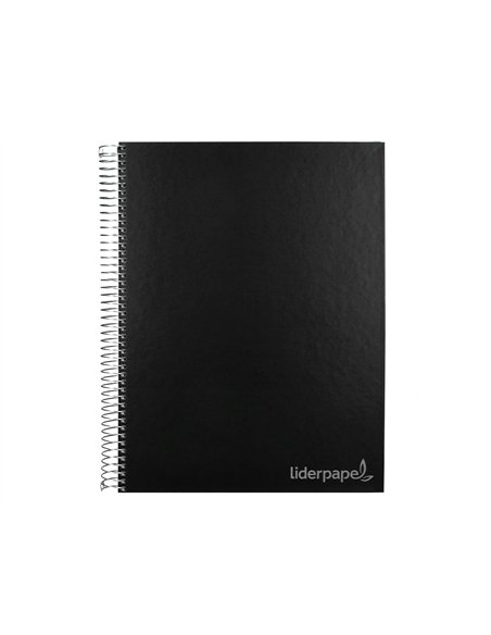 Cahier spirale liderpapel jolly couverture contrecollée a4 280p 75g/m2 5x5mm microperforé 4 trous coloris noir.