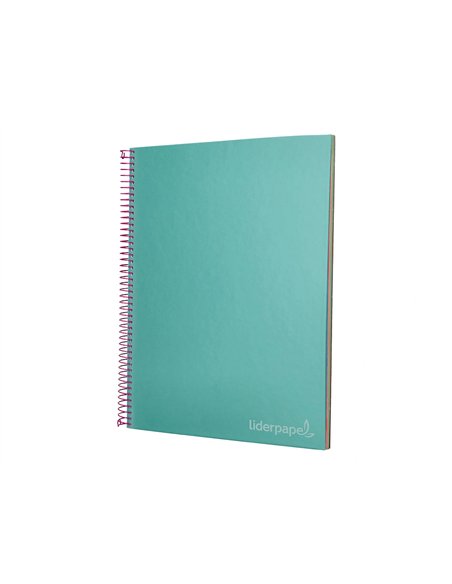 Cahier spirale liderpapel jolly couverture contrecollée a4 280p 75g/m2 5x5mm microperforé 4 trous coloris turquoise.
