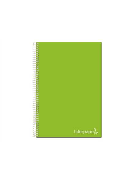 Cahier spirale liderpapel jolly couverture contrecollée a4 280p 75g/m2 5x5mm microperforé 4 trous coloris vert.