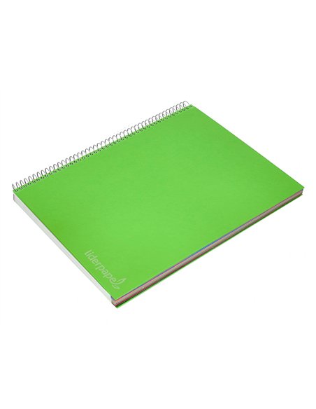 Cahier spirale liderpapel jolly couverture contrecollée a4 280p 75g/m2 5x5mm microperforé 4 trous coloris vert.