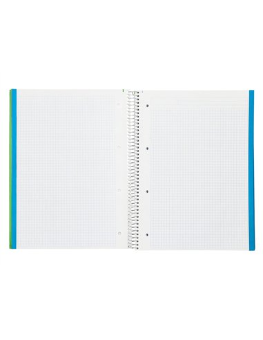 Cahier spirale liderpapel jolly couverture contrecollée a4 280p 75g/m2 5x5mm microperforé 4 trous coloris vert.
