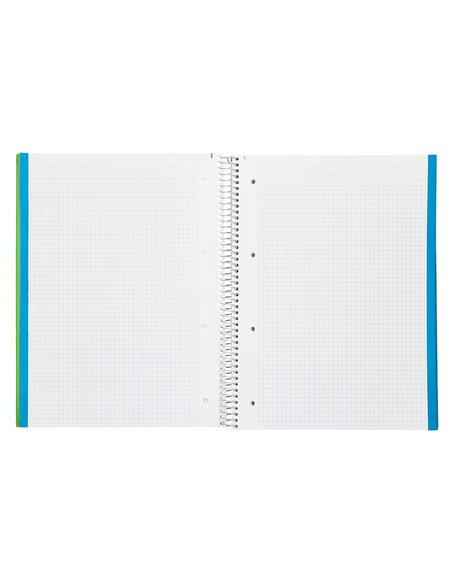 Cahier spirale liderpapel jolly couverture contrecollée a4 280p 75g/m2 5x5mm microperforé 4 trous coloris vert.