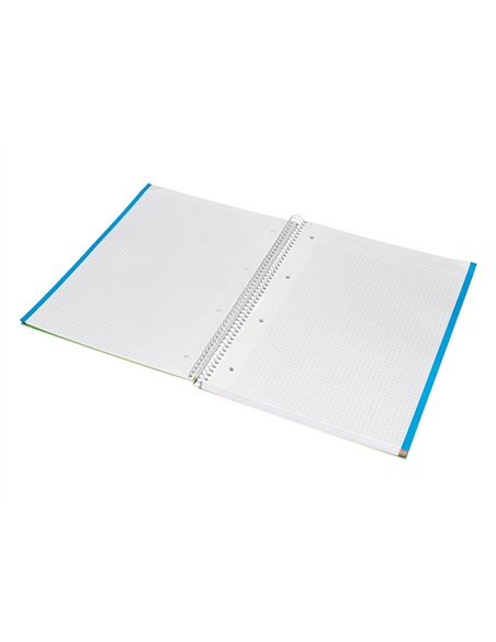Cahier spirale liderpapel jolly couverture contrecollée a4 280p 75g/m2 5x5mm microperforé 4 trous coloris vert.