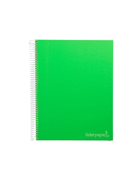 Cahier spirale liderpapel jolly couverture contrecollée a4 280p 75g/m2 5x5mm microperforé 4 trous coloris vert.