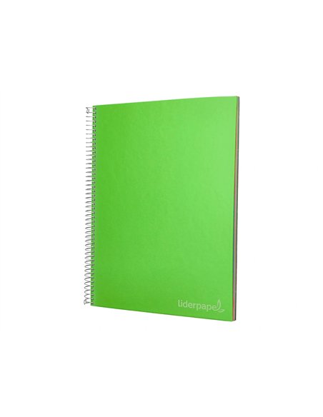 Cahier spirale liderpapel jolly couverture contrecollée a4 280p 75g/m2 5x5mm microperforé 4 trous coloris vert.