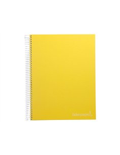 Cahier spirale liderpape jollycouverture contrecollée a4 280p 75g/m2 5x5mm microperforé 4 trous coloris jaune. 2