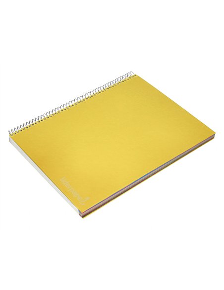 Cahier spirale liderpape jollycouverture contrecollée a4 280p 75g/m2 5x5mm microperforé 4 trous coloris jaune.