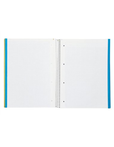 Cahier spirale liderpape jollycouverture contrecollée a4 280p 75g/m2 5x5mm microperforé 4 trous coloris jaune.