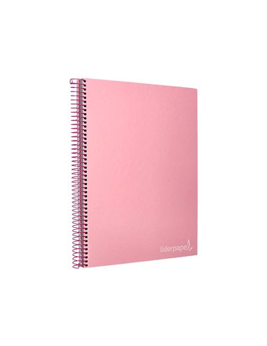 Cahier spirale liderpape jollycouverture contrecollée a4 280p 75g/m2 5x5mm microperforé 4 trous coloris rose.