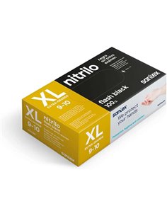 Gants en nitrile Santex Flash Black, lot de 100, taille XL - 6 grammes - Sans poudre - Sans latex - Non stériles - Noir