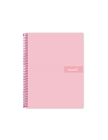 Cahier spirale liderpapel crafty couverture contrecollée a4 240p 90g/m2 5x5mm microperforé 4 trous coloris rose.