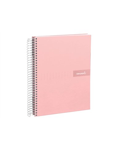 Cahier spirale liderpapel crafty couverture contrecollée a4 240p 90g/m2 5x5mm microperforé 4 trous coloris rose.