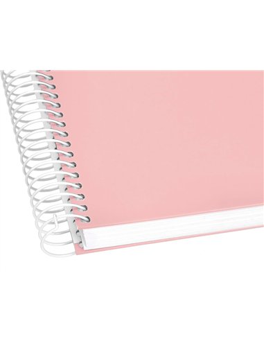 Cahier spirale liderpapel crafty couverture contrecollée a4 240p 90g/m2 5x5mm microperforé 4 trous coloris rose.